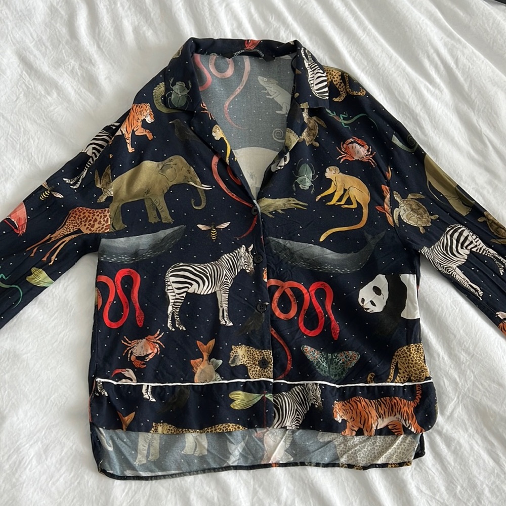 Zara animal print PJ style shirt